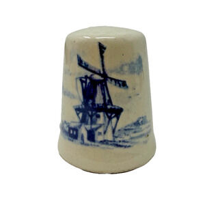 Vintage Made in Holland Delft Style Windmill Thimble 1”